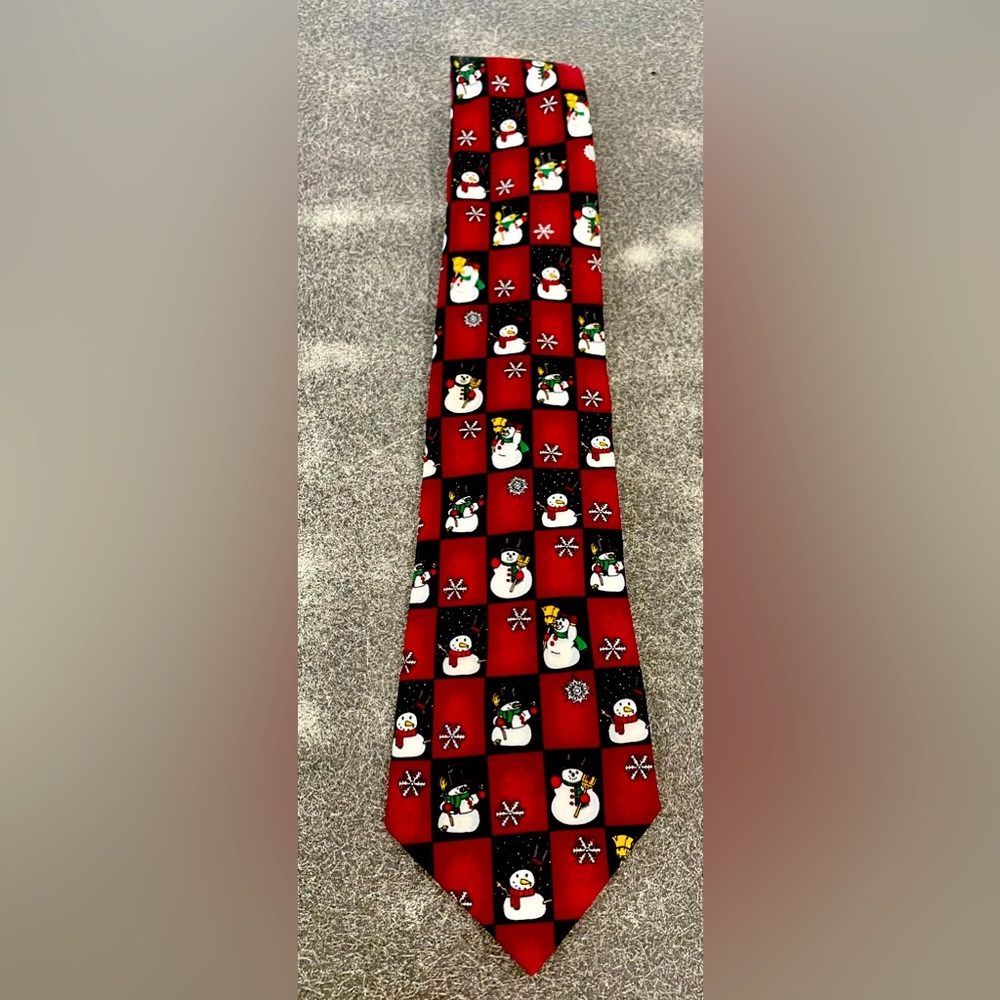 Men's Vintage Christmas Checkered Snowman Necktie by Hallmark Yule Tie Greetings